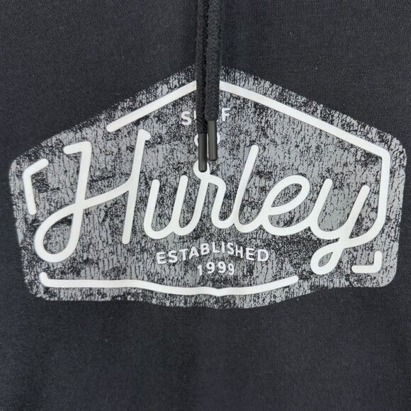 Hurley Black with gray and white screen print sweatshirt with hood Size Small - Picture 5 of 11
